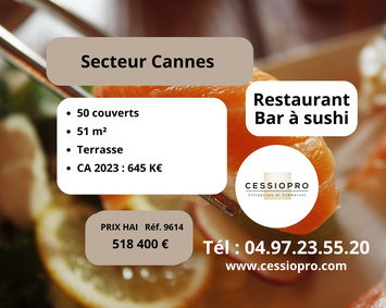 Vente - Bar - Restaurant - Restaurant rapide - Vente à emporter - Cannes (06400)