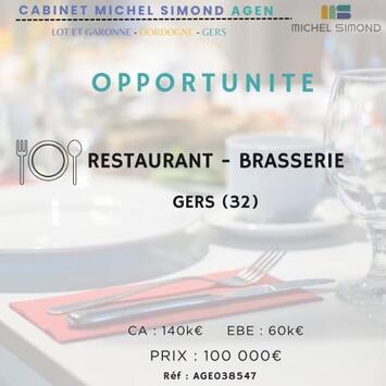 Vente - Brasserie - Restaurant - Restaurant du midi - Restaurant rapide - Snack - Gers (32)