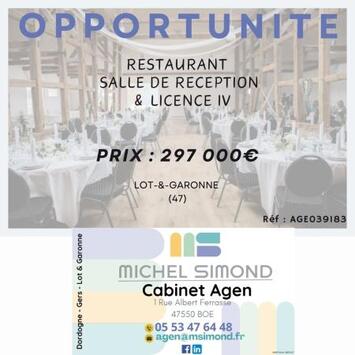 Vente - Bar - Restaurant - Licence IV - Réception - Lot-et-Garonne (47)