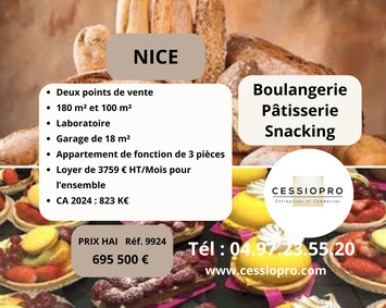 Vente - Boulangerie - Pâtisserie - Nice (06000)