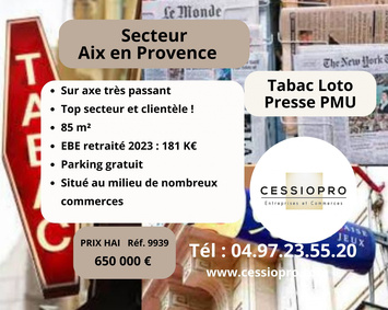 Vente - Tabac - Loto - PMU - Presse - Aix-en-Provence (13090)