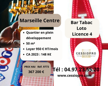 Vente - Bar - Tabac - Licence IV - Loto - Marseille 1er (13001)