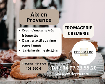 Vente - Alimentation - Fromagerie - Aix-en-Provence (13090)