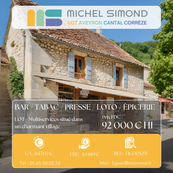 Vente - Bar - Tabac - Epicerie - FDJ - Librairie - Licence IV - Loto - Presse - Superette - Lot (46)
