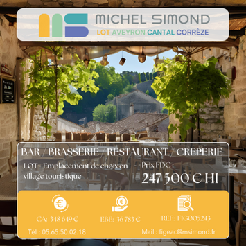 Vente - Bar - Brasserie - Restaurant - Crêperie - Lot (46)