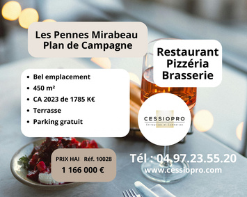 Vente - Brasserie - Restaurant - Pizzeria - Les Pennes-Mirabeau (13170)