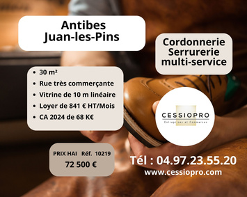 Vente - Cordonnerie - Serrurerie - Juan les pins (06160)