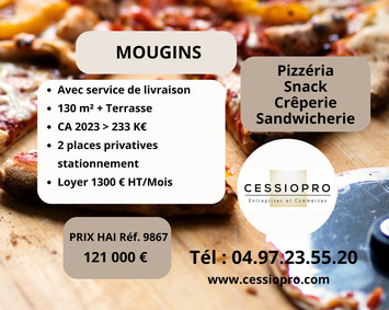 Vente - Restaurant rapide - Pizzeria - Crêperie - Sandwicherie - Snack - Vente à emporter - Mougins (06250)