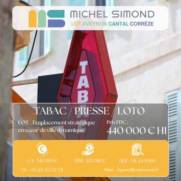 Vente - Tabac - Librairie - Loto - Papeterie - Presse - Lot (46)