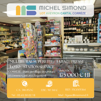 Vente - Tabac - Alimentation - Epicerie - Loto - Presse - Superette - Corrèze (19)