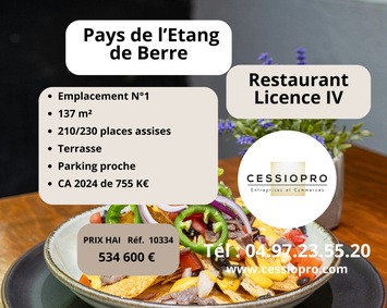 Vente - Restaurant - Licence IV - Martigues (13500)