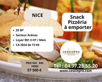 Vente - Restaurant rapide - Pizzeria - Snack - Vente à emporter - Nice (06200)