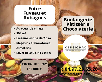 Vente - Boulangerie - Pâtisserie - Chocolaterie Chocolatier - Auriol (13390)