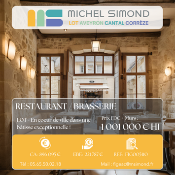 Vente - Brasserie - Restaurant - Restaurant gastronomique - Lot (46)