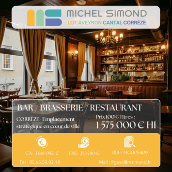 Vente - Bar - Brasserie - Restaurant - Corrèze (19)