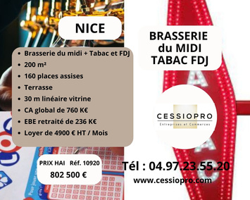 Vente - Brasserie - Tabac - FDJ - Loto - Nice (06000)