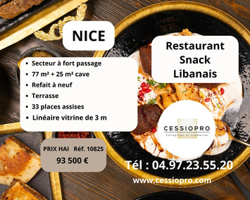 Vente - Restaurant - Restaurant rapide - Snack - Traiteur - Vente à emporter - Nice (06000)