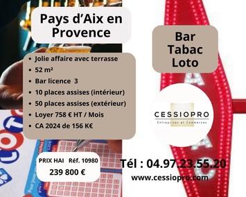 Vente - Bar - Tabac - Loto - Aix-en-Provence (13100)