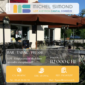 Vente - Bar - Brasserie - Restaurant - Tabac - Licence IV - Presse - Lot (46)