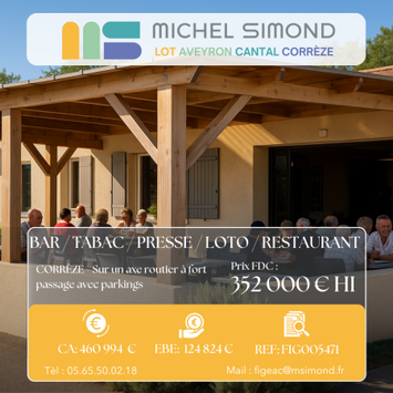 Vente - Bar - Brasserie - Restaurant - Tabac - Loto - Presse - Corrèze (19)