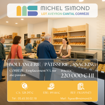 Vente - Boulangerie - Pâtisserie - Traiteur - Terminal de cuisson - Corrèze (19)