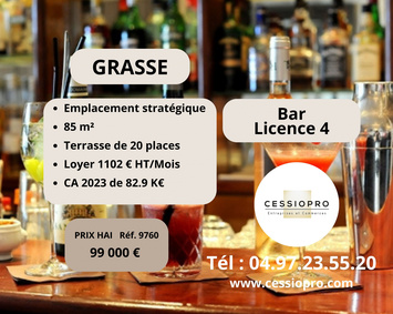 Vente - Bar - FDJ - Licence IV - Loto - Grasse (06130)