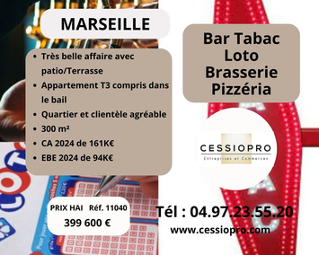 Vente - Bar - Brasserie - Restaurant - Tabac - Pizzeria - Loto - Marseille 11ème (13011)