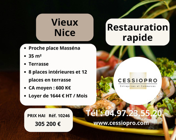 Vente - Restaurant rapide - Nice (06300)