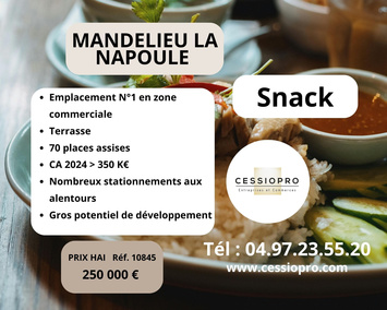 Vente - Restaurant rapide - Glacier - Sandwicherie - Snack - Mandelieu-la-Napoule (06210)