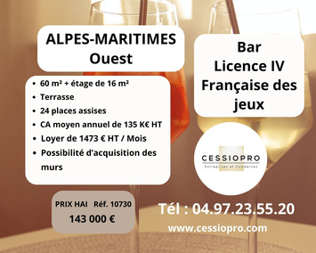Vente - Bar - Licence IV - Loto - Grasse (06130)