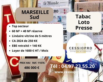 Vente - Tabac - Loto - Presse - Marseille 9ème (13009)
