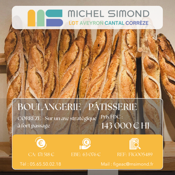 Vente - Boulangerie - Pâtisserie - Traiteur - Corrèze (19)