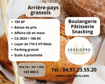 Vente - Boulangerie - Pâtisserie - Grasse (06130)