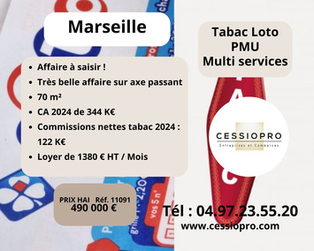 Vente - Tabac - Loto - PMU - Marseille 15ème (13015)
