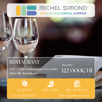 Vente - Restaurant - Restaurant du midi - Lot (46)