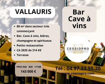 Vente - Bar - Cave à vins - Vins et spiritueux - Vallauris (06220)