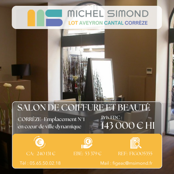 Vente - Salon de coiffure - Corrèze (19)