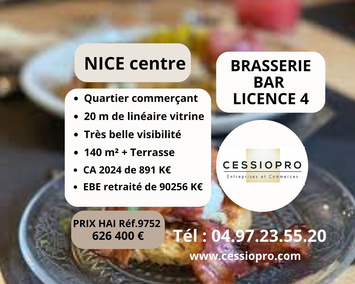 Vente - Bar - Brasserie - Licence IV - Nice (06000)