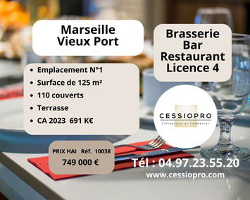 Vente - Bar - Brasserie - Restaurant - Licence IV - Marseille 2ème (13002)