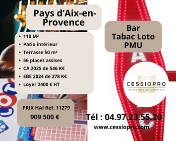 Vente - Bar - Tabac - Loto - PMU - Aix-en-Provence (13090)