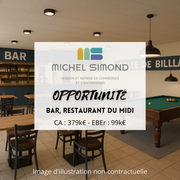 Vente - Bar - Brasserie - Restaurant - Restaurant du midi - Pizzeria - Billard - Morbihan (56)