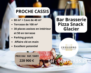 Vente - Bar - Brasserie - Restaurant rapide - Pizzeria - Esthétique - Glacier - Snack - Cassis (13260)