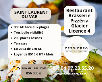Vente - Brasserie - Restaurant - Pizzeria - Glacier - Licence IV - Saint-Laurent-du-Var (06700)