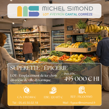 Vente - Alimentation - Epicerie - Superette - Supermarché - Lot (46)