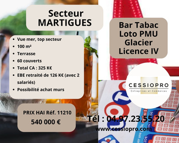 Vente - Bar - Tabac - Glacier - Loto - PMU - Martigues (13500)