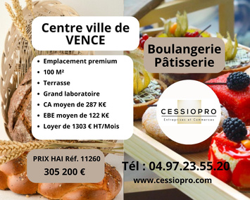 Vente - Boulangerie - Pâtisserie - Vence (06140)