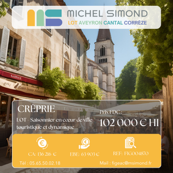 Vente - Restaurant - Crêperie - Glacier - Licence IV - Lot (46)