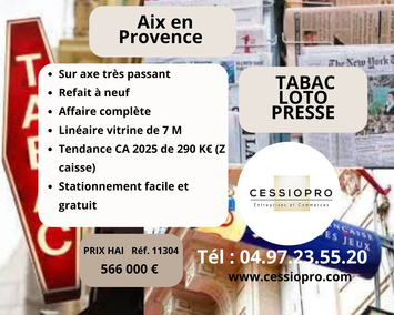 Vente - Tabac - Loto - Presse - Aix-en-Provence (13100)