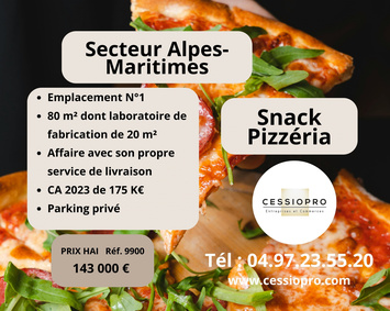Vente - Restaurant rapide - Pizzeria - Sandwicherie - Snack - Vente à emporter - Auribeau-sur-Siagne (06810)