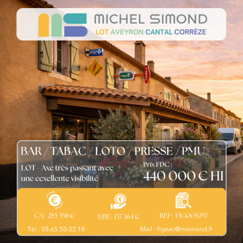 Vente - Bar - Brasserie - Tabac - Licence IV - Loto - PMU - Presse - Lot (46)